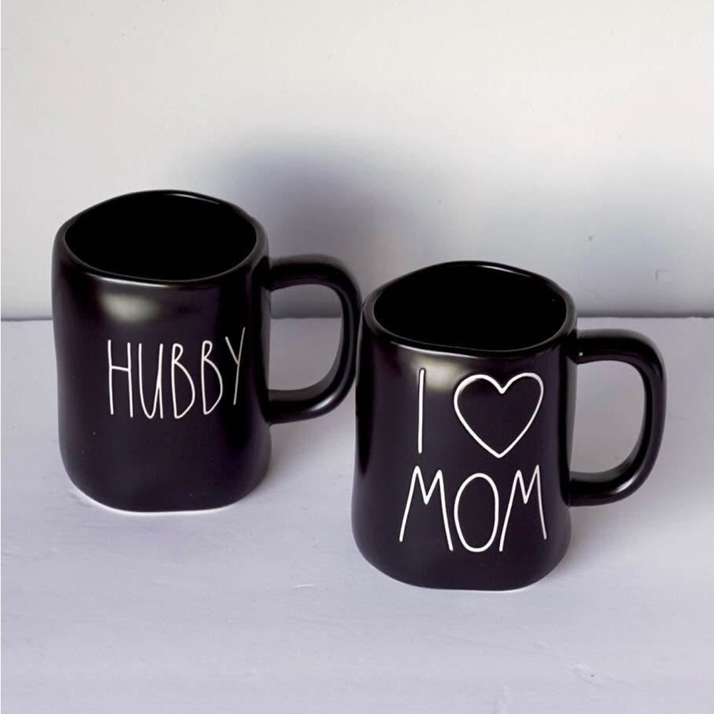 Rae Dunn 6 Black Ceramic Mug Set